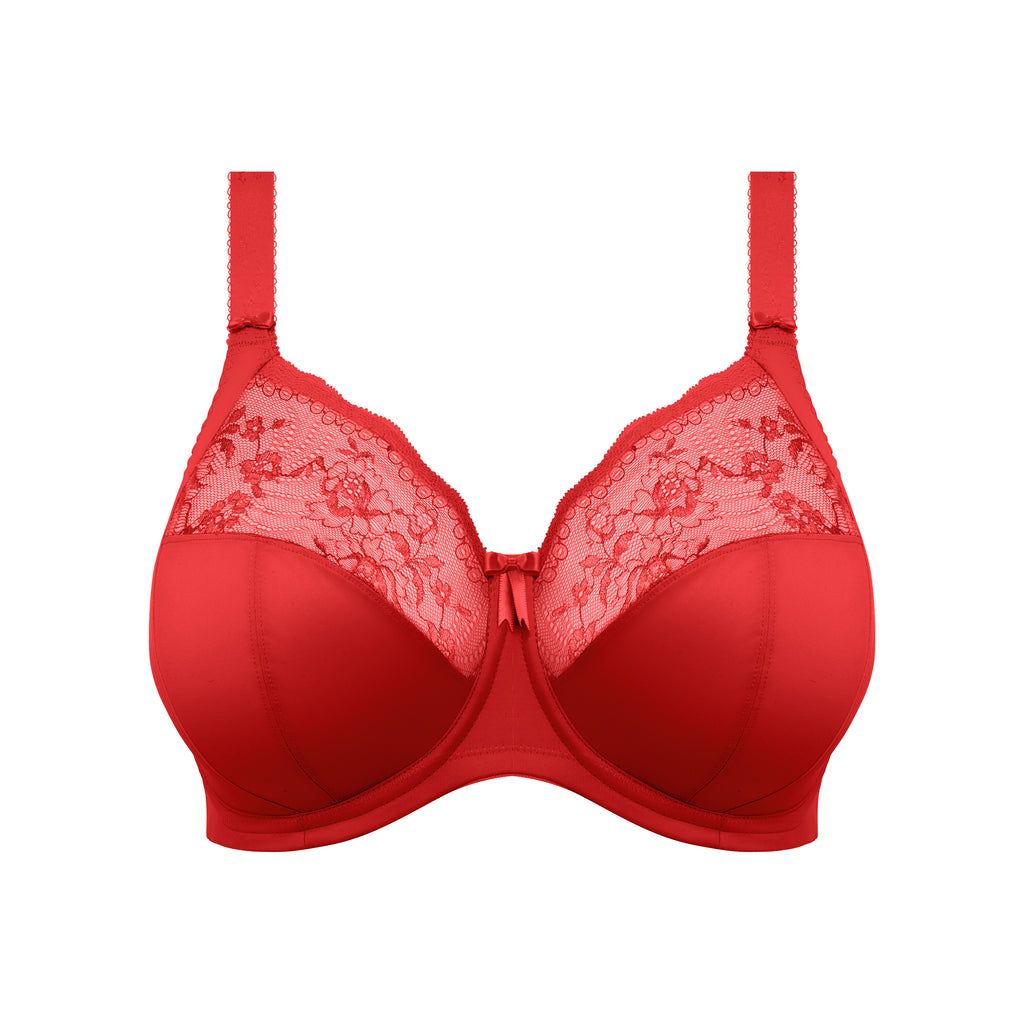Morgan Underwire Banded Bra with Stretch Lace - Haute Red