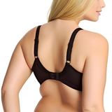 Morgan Underwire Banded Bra with Stretch Lace - Ebony