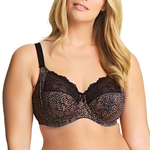 Morgan Underwire Banded Bra with Stretch Lace - Ebony