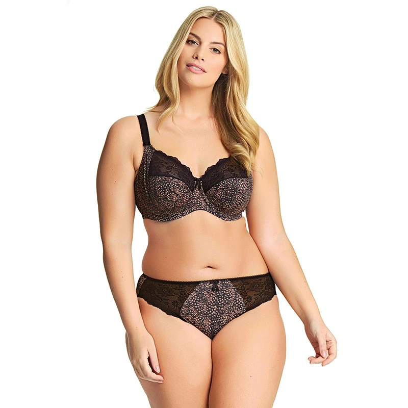 Morgan Underwire Banded Bra with Stretch Lace - Ebony