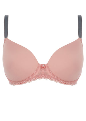 Offbeat Underwire Demi Plunge Moulded T-Shirt Bra - Rosehip