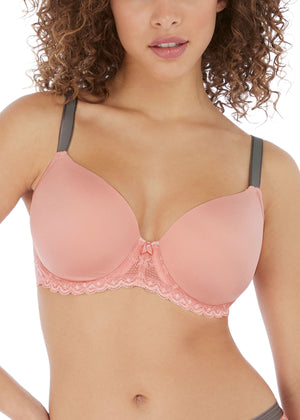 Offbeat Underwire Demi Plunge Moulded T-Shirt Bra - Rosehip