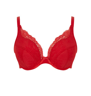 Ana High Apex Padded Plunge Bra - Salsa Red