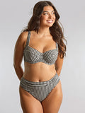 Midi Gather Bikini Bottoms in Black Gingham