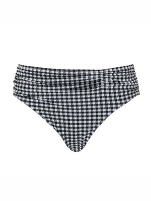 Midi Gather Bikini Bottoms in Black Gingham