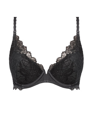 Lace Perfection Plunge Bra in Charcoal