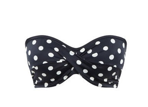 Anya Riva Spot Bandeau Bikini Top in Navy/Vanilla