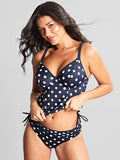 Anya Riva Spot Gather Bikini Bottoms in Navy/Vanilla