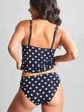 Anya Riva Spot Gather Bikini Bottoms in Navy/Vanilla