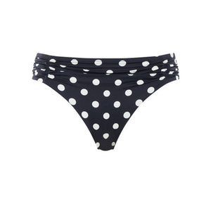 Anya Riva Spot Gather Bikini Bottoms in Navy/Vanilla