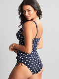 Anya Riva Spot Balcony Tankini Top in Navy/Vanilla