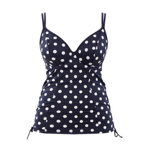 Anya Riva Spot Balcony Tankini Top in Navy/Vanilla
