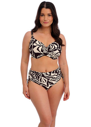 Aruba Nights Underwire Full Cup Bikini Top - Black & Cream
