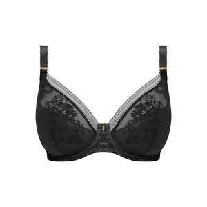 Fusion Lace Padded Plunge Bra - Black