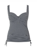 Iris Balcony Tankini Top in Black Gingham