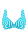 Jewel Cove Underwire High Apex Bikini Top - Stripe Turquoise