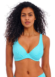 Jewel Cove Underwire High Apex Bikini Top - Stripe Turquoise