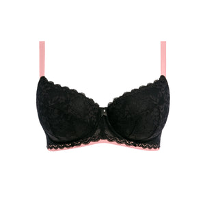 Offbeat Underwire Padded Half Cup Bra - Black