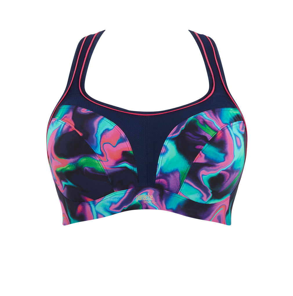 Printed crossover sports bra in multicoloured - Tory Sport