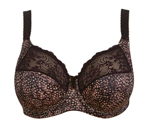 Morgan Underwire Banded Bra with Stretch Lace - Ebony