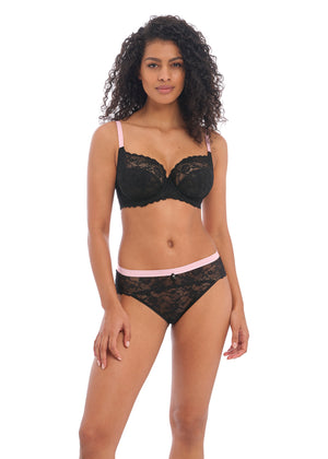 Offbeat Underwire Side Support Bra - Black
