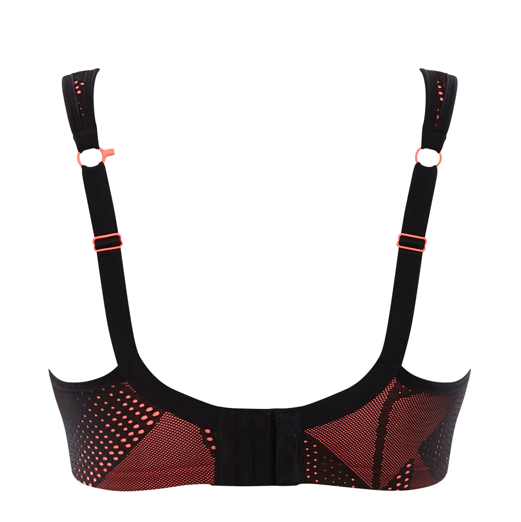 Black/Coral Next Active Sports Lace Overlay High Impact Wired Bra